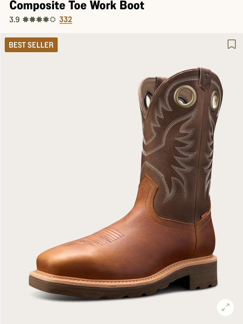 Tecovas Two-Tone Brown Leather Composite Toe Boot